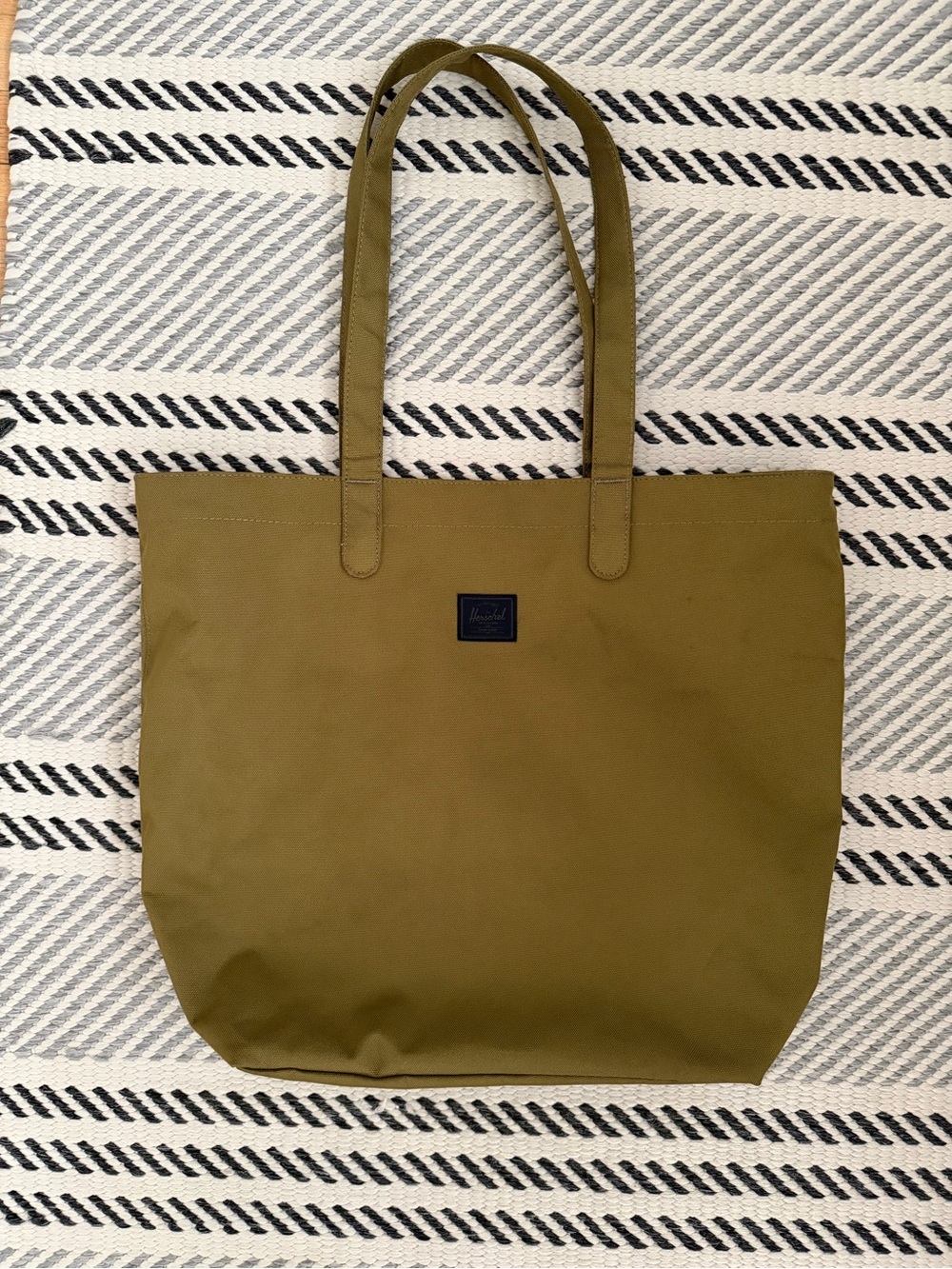 Herschel Supply Company Tan Canvas Tote with Navy Patch